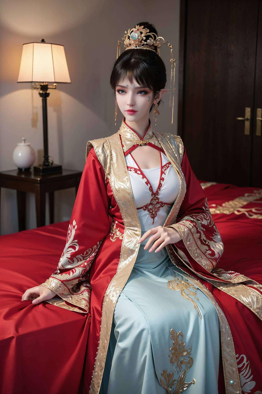 白底上的凤清儿翩翩起舞美得让人心动