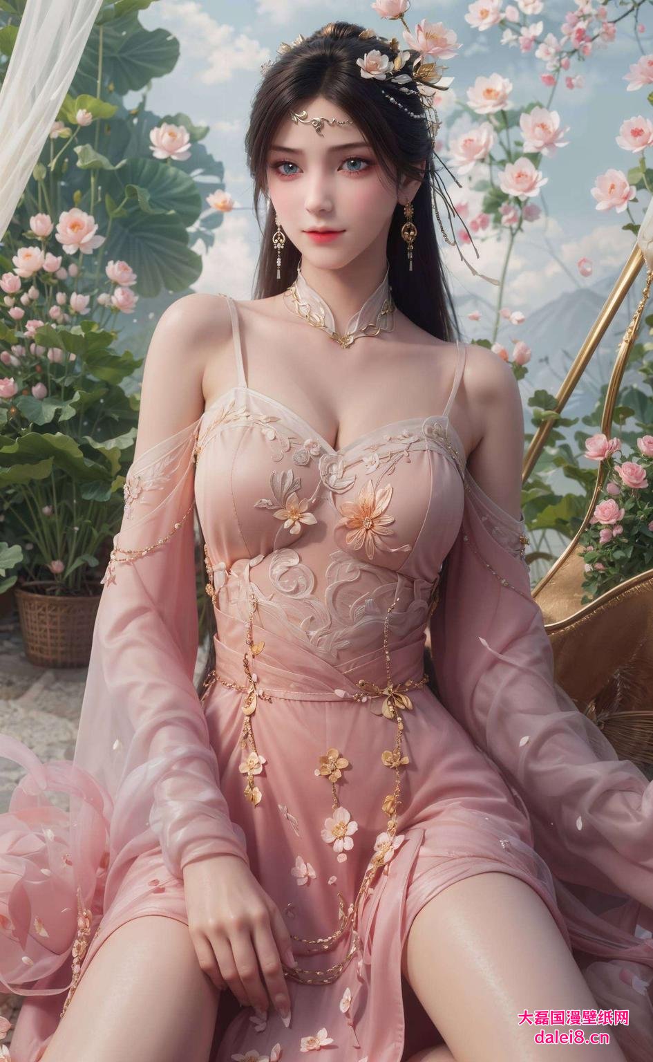 苹果手机必备！细腻笔触描绘细腻情感金瓶儿手绘壁纸