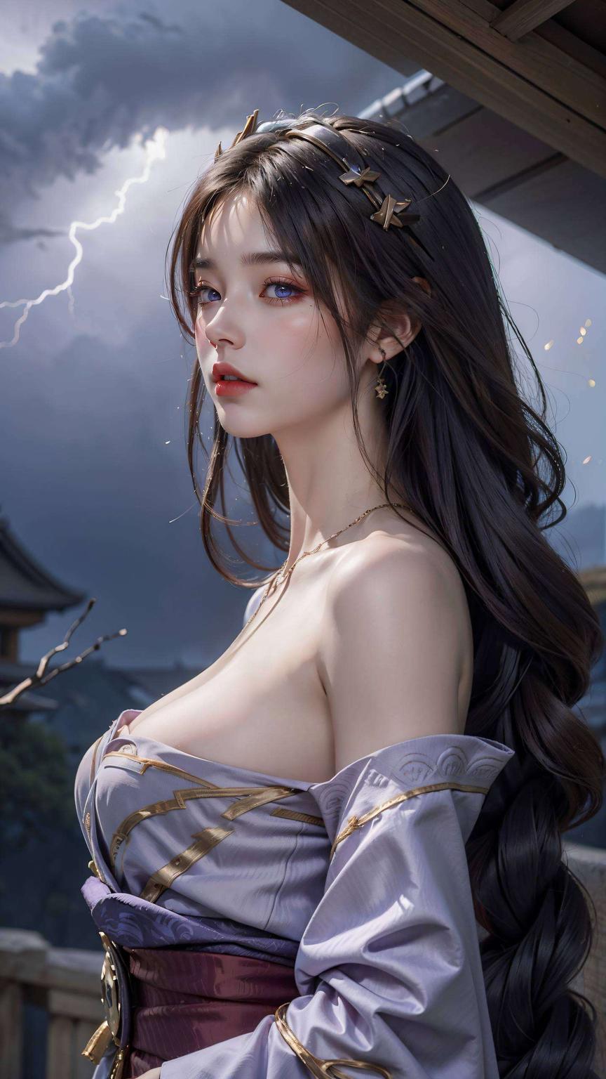高清画质看这款超酷的静态游戏壁纸！雷电将军挥舞着马刀