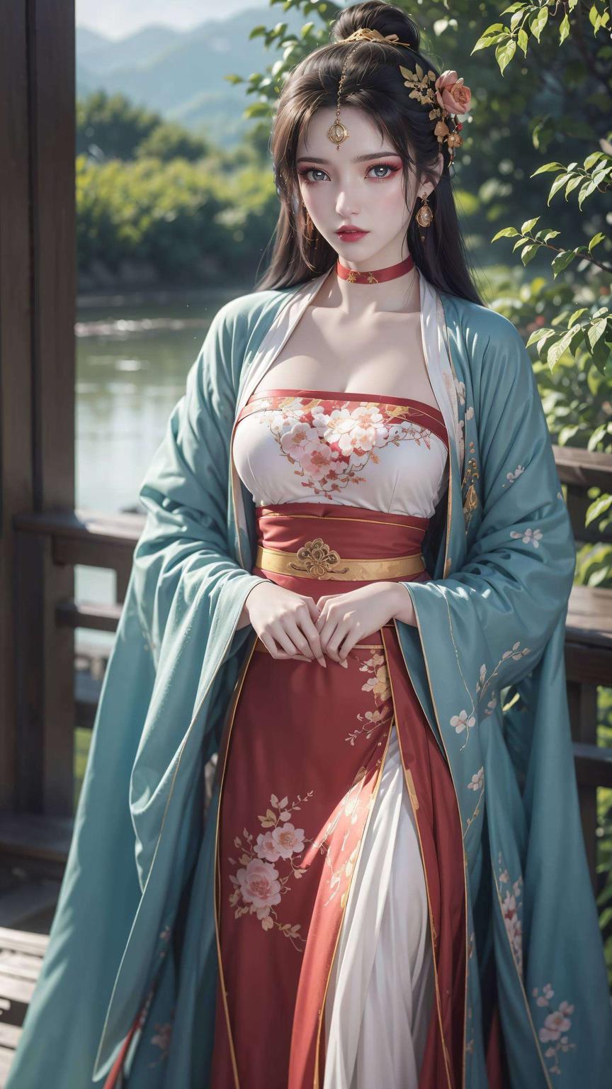 发丝飘逸眼神深邃