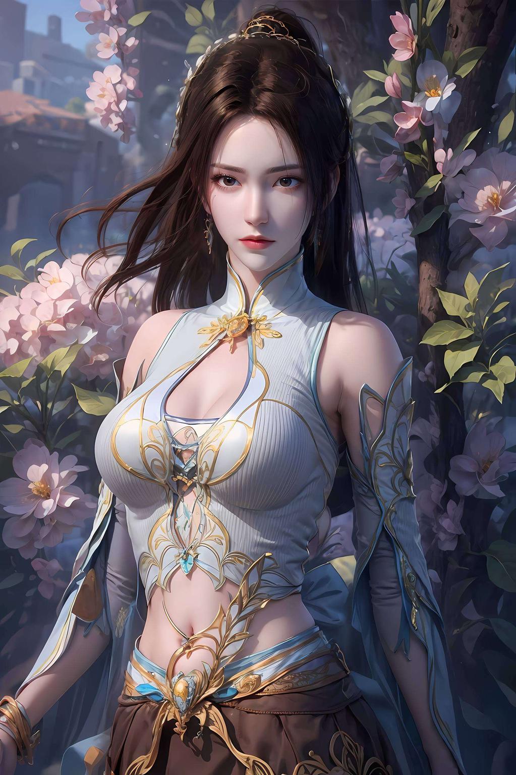 国漫女神纳兰嫣然穿上可爱泳装简直美爆了！清新的绿色背景中